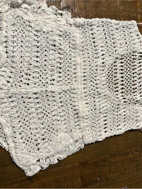 Victoria's Secret White S Open-Weave Crochet Cover-Up #8